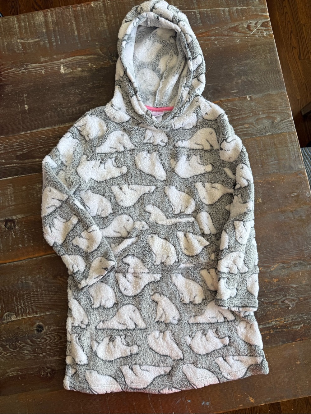 Cozy Kids Polar Bear Hooded Fleece Pullover Jacket - Gray & White